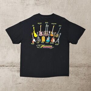 Vintage Famous‎ Guitars T-Shirt Men's XL Black Gibson Fender Rock Blues Music